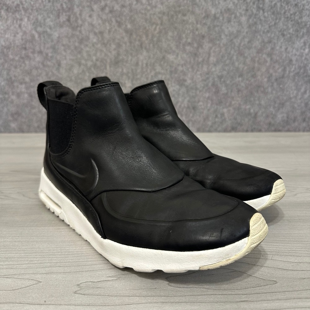 Nike Air Max Thea Mid Womens 11 Black Leather Chelsea Boot 859550-001 Sneaker